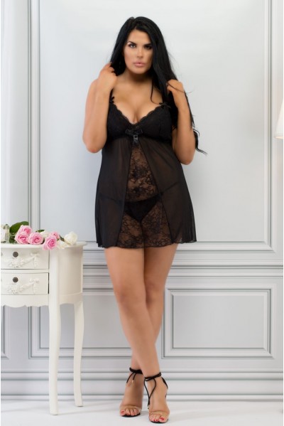 Μαύρο Babydoll Faith Perfect4U με εντυπωσιακό σχέδιο