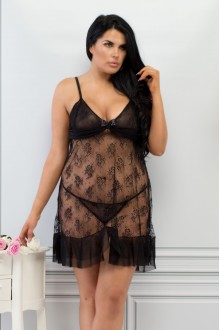 Μαυρο Babydoll Rhea Perfect4U με υπεροχη δαντελα