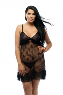 Μαυρο Babydoll Rhea Perfect4U με υπεροχη δαντελα